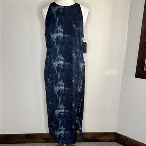 NWT Watercolor Print Navy & Grey Women's Dress